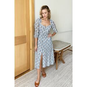 Emerson Fry Lucy Meadow Dress Medium Organic Cotton Block Print NWOT